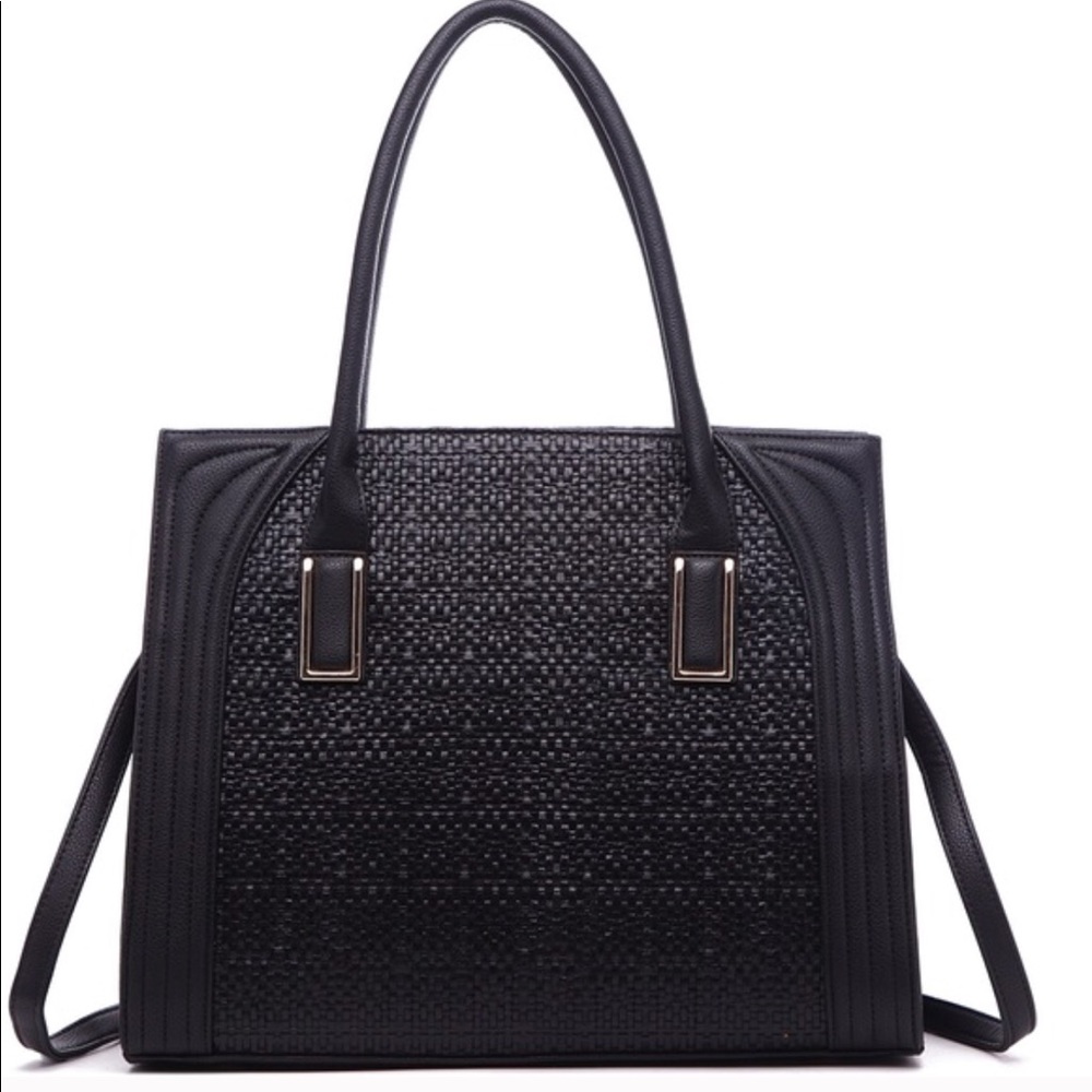 Large faux leather structured tote